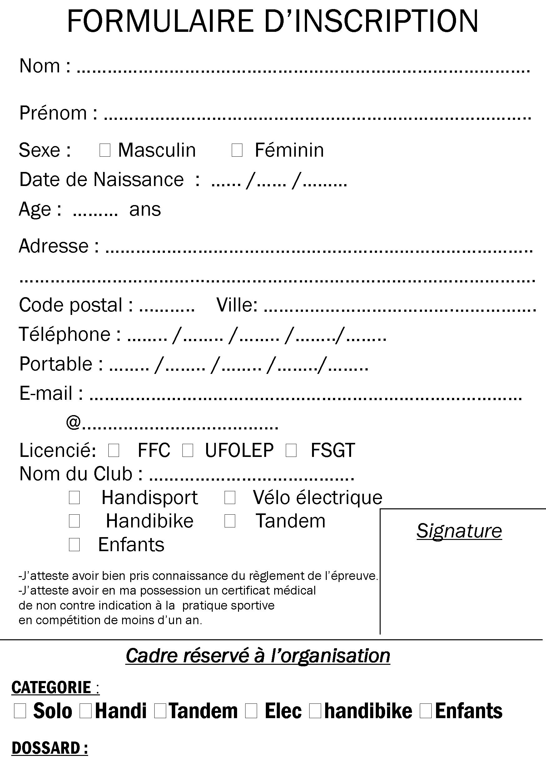 Formulaire inscription kivi2015