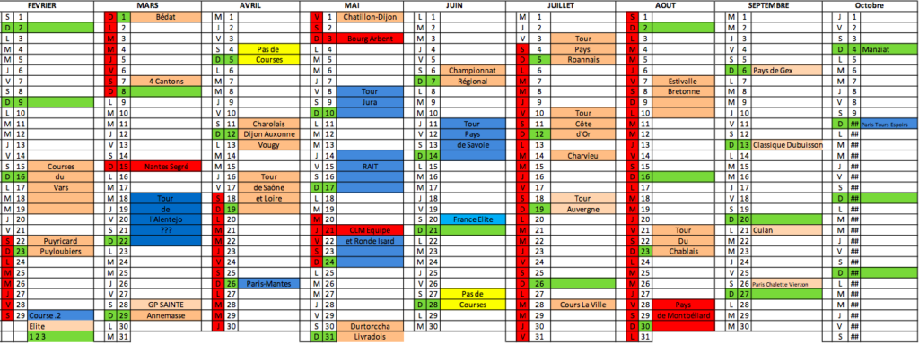 Calendrier - Espoir Cycliste Saint-Etienne Loire